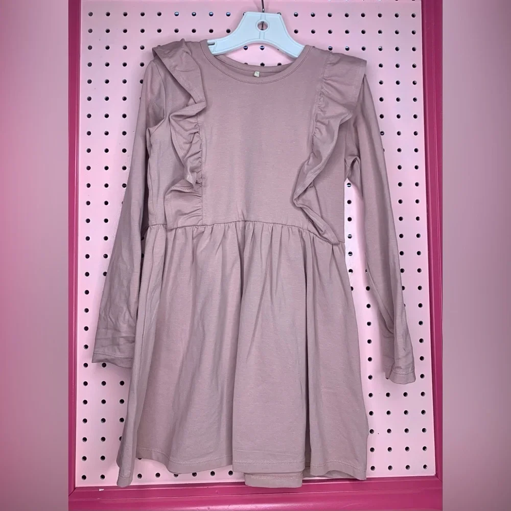 A Happy Brand Mauve Ruffle Dress Girls Size 5T Boutique Long Sleeve Pink Dress